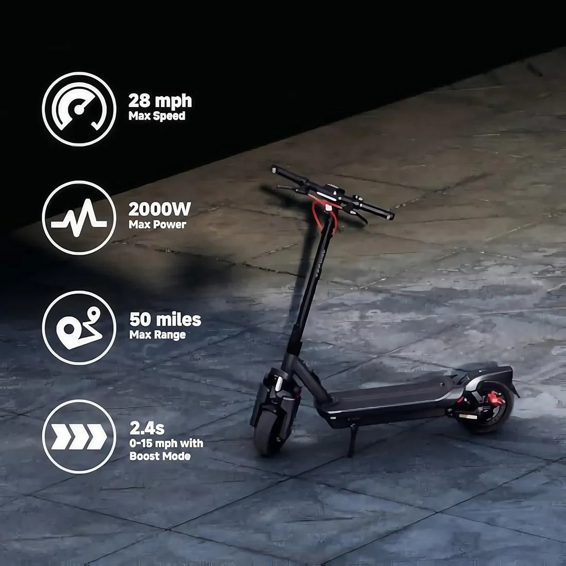 The Unstoppable Commuter: 50-Mile Range, 28mph Speed, Fast Charge.